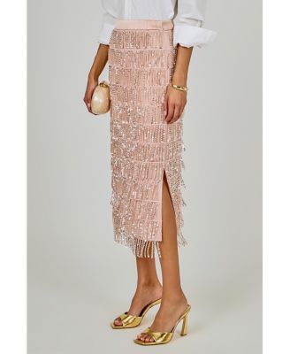 Women's Sequins Tassel Midi Skirt