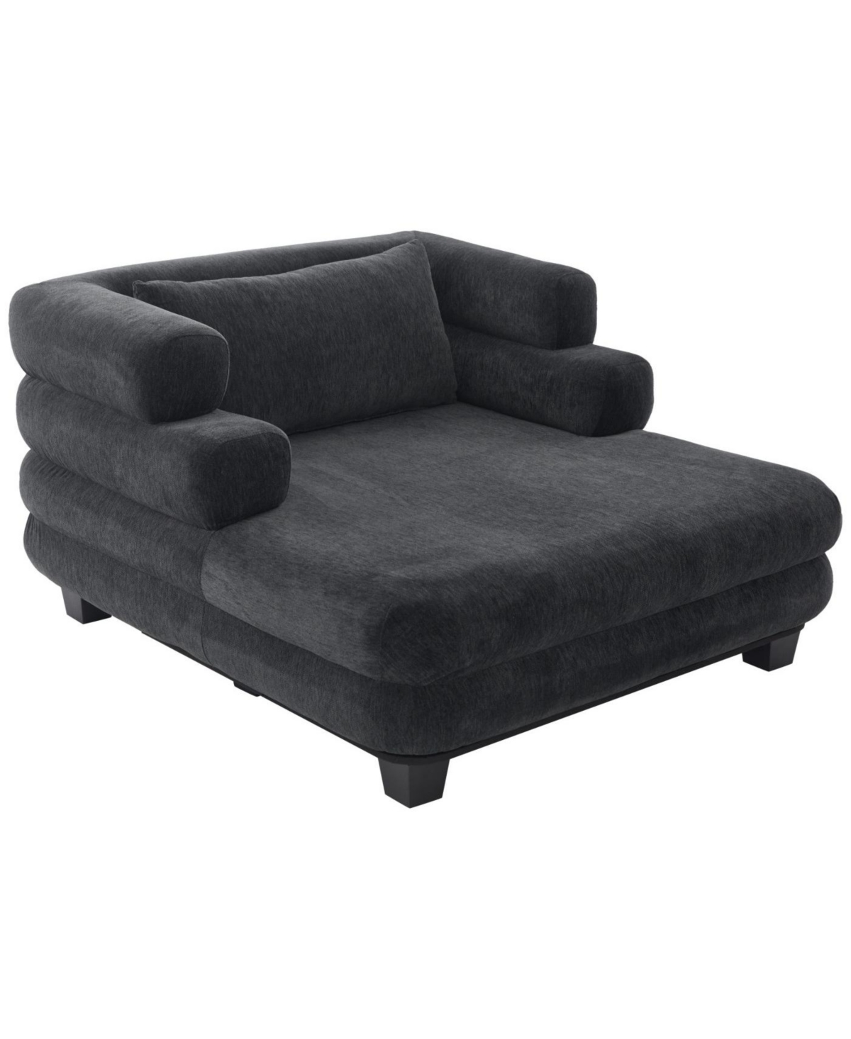 Streamdale Furniture Oversized Chaise Lounge 52.4" Modern Chenille Sofa Bed with Deep Seat, Black