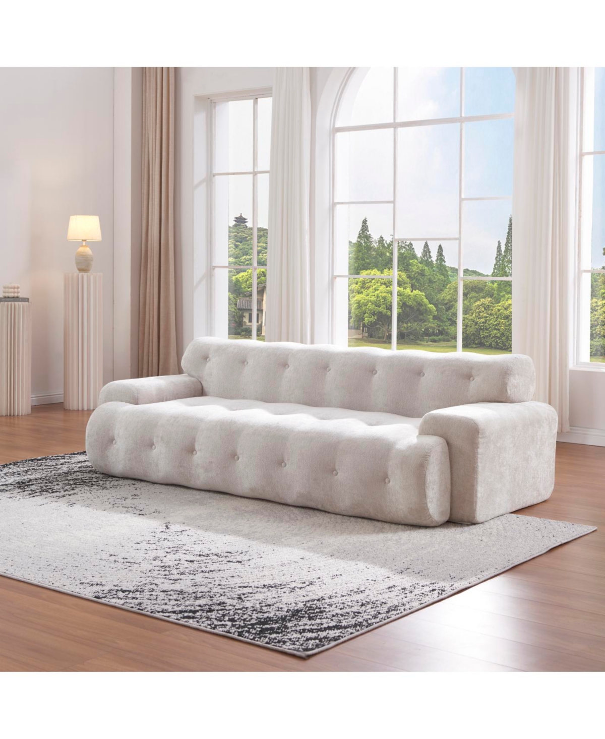 Streamdale Furniture 88" Cloud 3 Seater Boucle Sofa with Button Tufted Comfy Upholstered Couch, Nomad