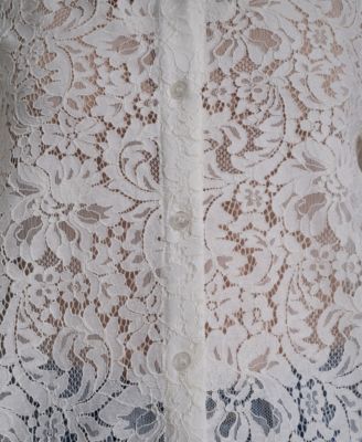 Women's Lace Puff Sleeve Stand Collar Shirt