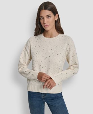 Women's Rhinestone Embellished Crewneck Sweater