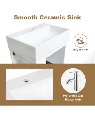Bathroom Vanity with Ceramic Sink Storage Cabinet Drawer and Golden Handle