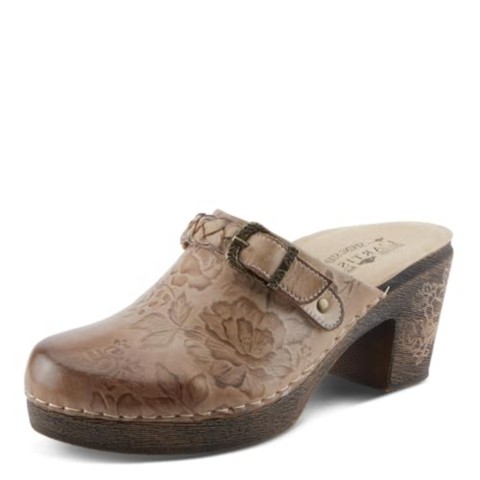 Женские L'Artiste Calliroe Open-Back Clogs | Hand-Painted Leather Slip-On With Floral Details