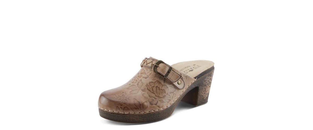 Женские L'Artiste Calliroe Open-Back Clogs | Hand-Painted Leather Slip-On With Floral Details — фото 1