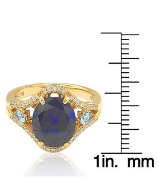 Sterling Silver Cubic Zirconia Oval & Pear Three Stone Ring