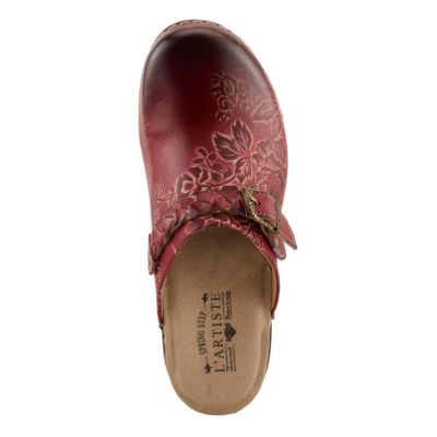 Calliroe Open-Back Clogs | Hand-Painted Leather Slip-On With Floral Details