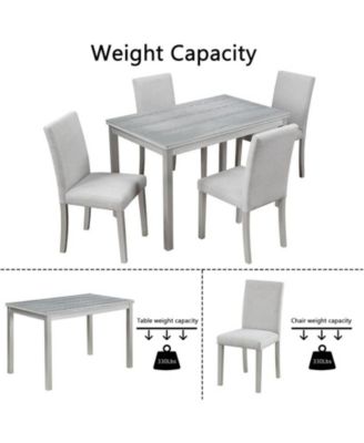 5-Piece Crystal Accent Wood Dining Set with Rectangular Kitchen Table and 4 Upholstered Chairs