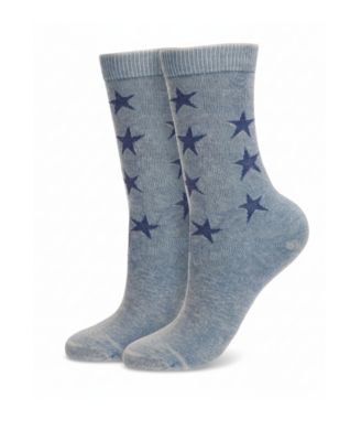 Women's Acid Wash Star Cotton Blend Crew Socks