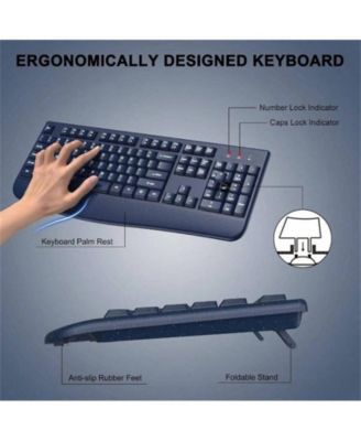 Wireless Keyboard And Mouse Combo, 2.4G Full Size Keys Keyboard With Wrist Rest And 3 - Level DPI Adjustable Wireless Mouse, OS Desktop Laptop, Blue