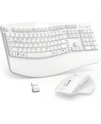 Wireless Keyboard And Mouse Combo, 2.4G Full Size Keys Keyboard With Wrist Rest And 3 - Level DPI Adjustable Wireless Mouse, OS Desktop Laptop, White