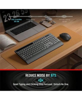 Wireless Keyboard and Mouse Combo - Full-Size Quiet Keyboard with Rest, Multimedia Keys, Power Switch, Compatible with OS, PC, Laptop - Black