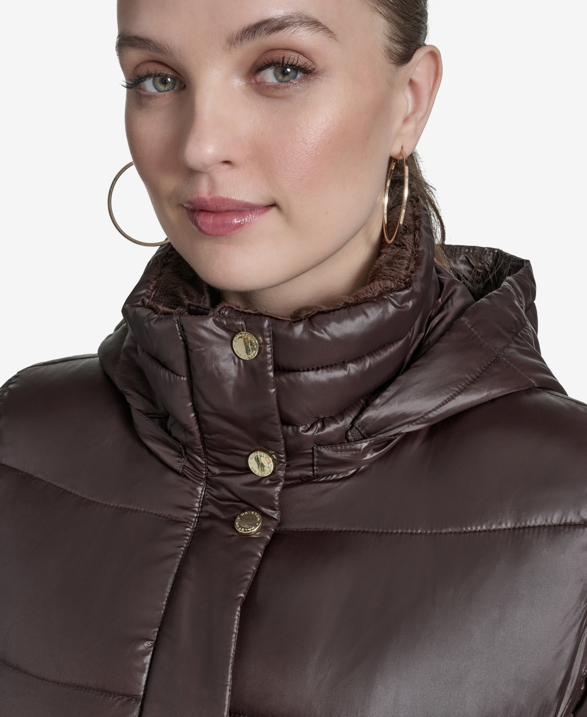 Halston Women's Stand Collar Belted Puffer Coat