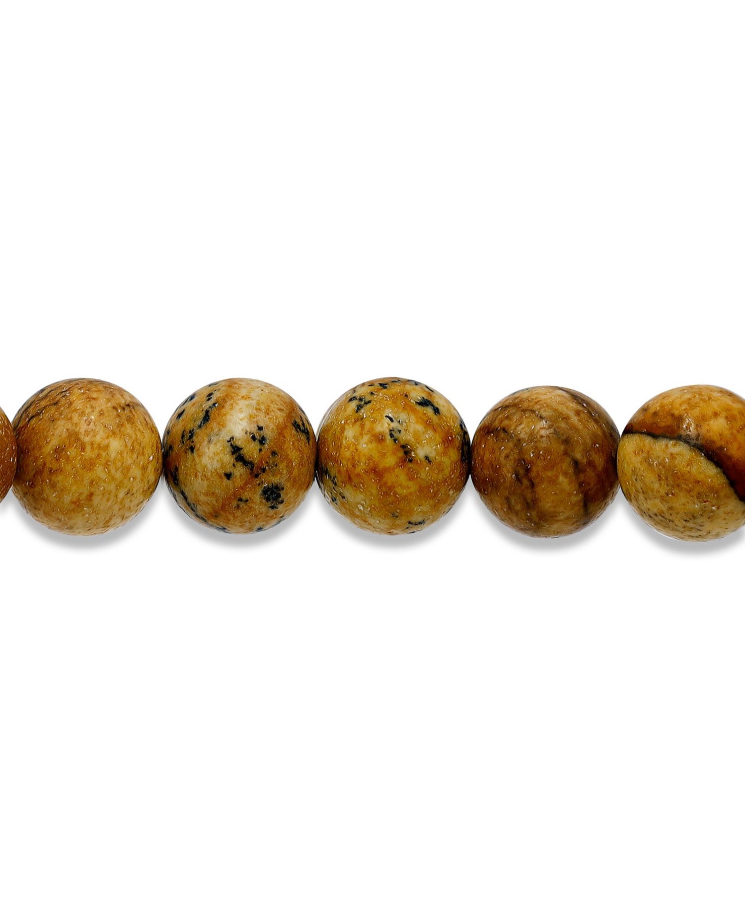 Picture Jasper Beads and Starfish Charm Gold Plated Stretch Bracelet