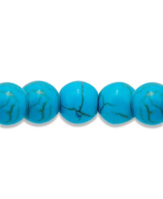 Howlite Chrysocolla Beads and Dolphin Charm Station Silver Plated Stretch Bracelet