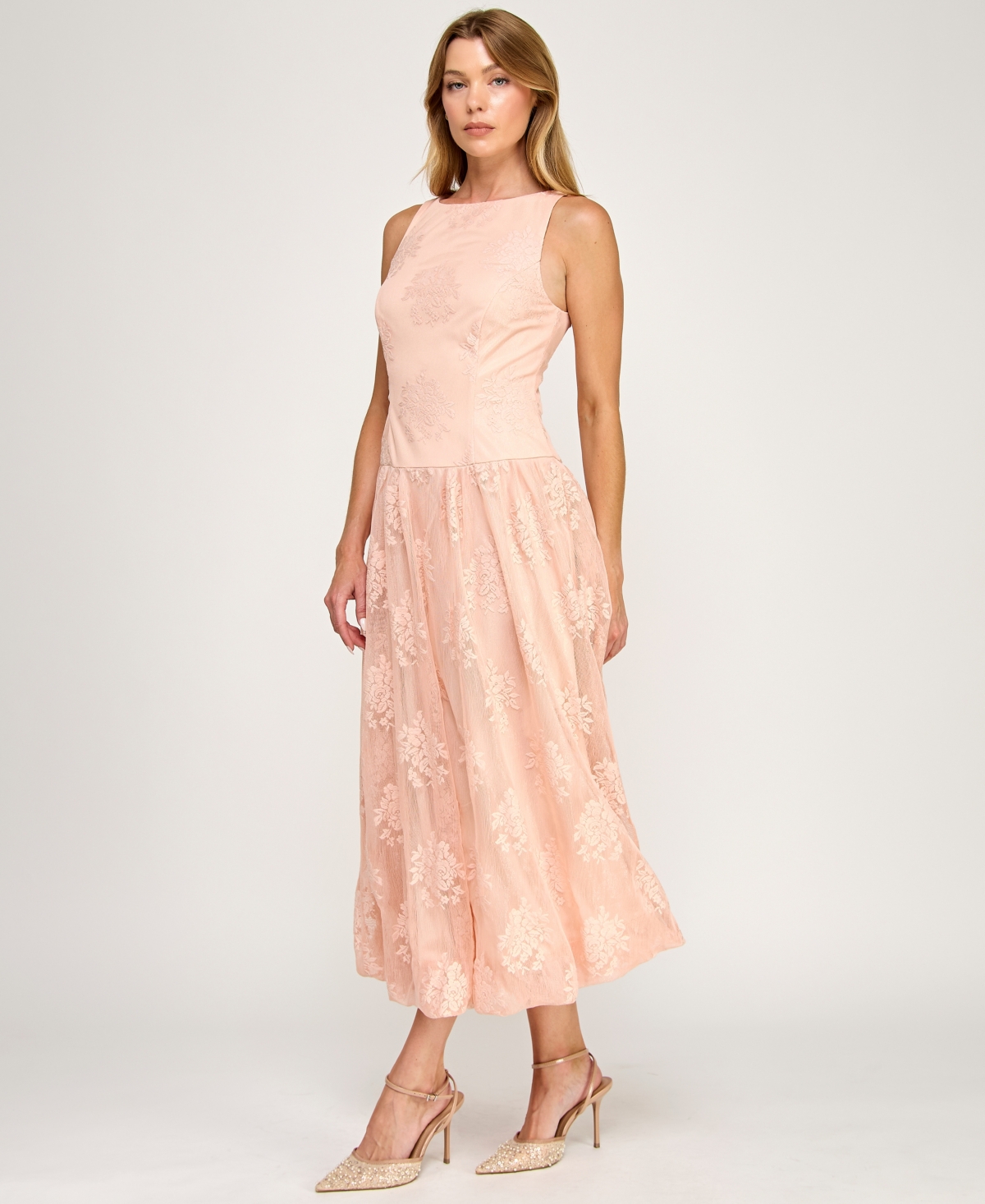 Row A Juniors' Boat Neck Midi Dress