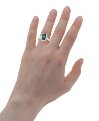 London Blue Topaz (2-3/8 ct. t.w.) and Diamond (1/20 ct. t.w.) Octagon Ring in 14k Gold Over Sterling Silver