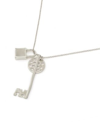 Silver Vintage Lock Key Pendant Necklace