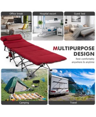 Folding Retractable Travel Camping Cot with Mattress and Carry Bag