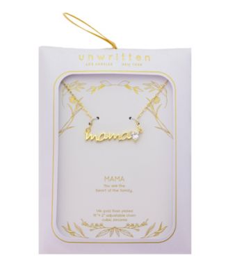 "mama" Cubic Zirconia Heart Dip Pendant Necklace