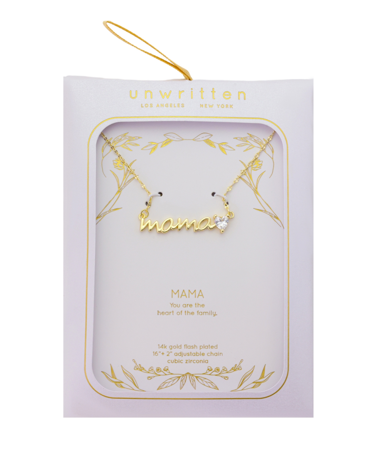 Unwritten Mama Cubic Zirconia Heart Dip Chian Necklace In Gold
