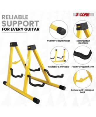 Double Guitar Stand Floor Adjustable A Frame Folding Acoustic Electric Guitars Holder Stands GSS 2N1 YLW