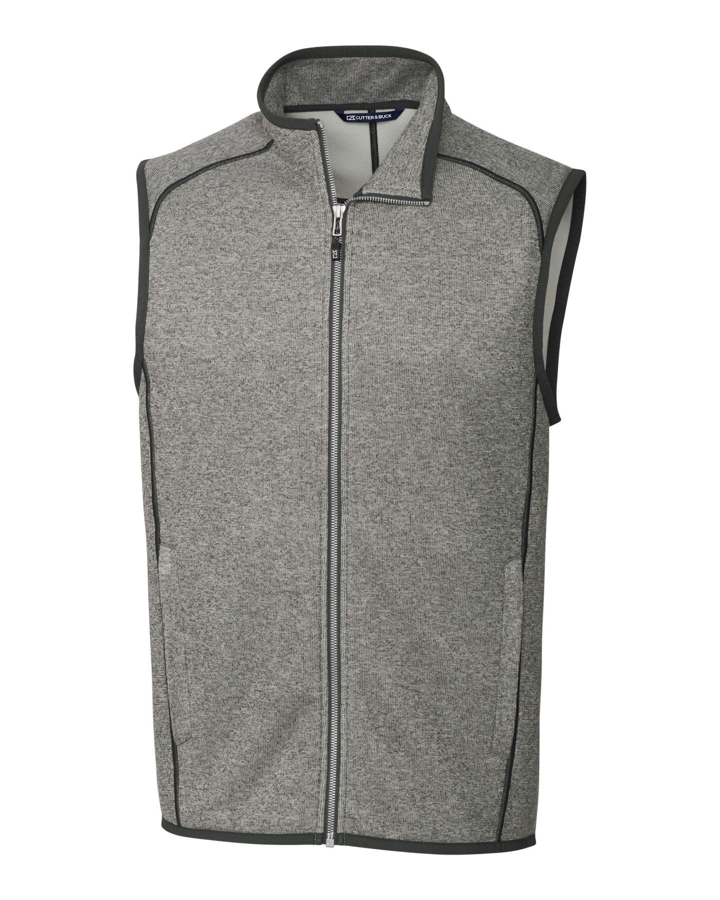 Мужской жилет Cutter & Buck Mainsail Sweater-Knit Full Zip Vest, цвет: Полированный меланжевый — фото 2