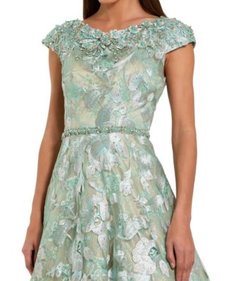 Women's Embellished Cap Sleeve High Neck Ballgown.