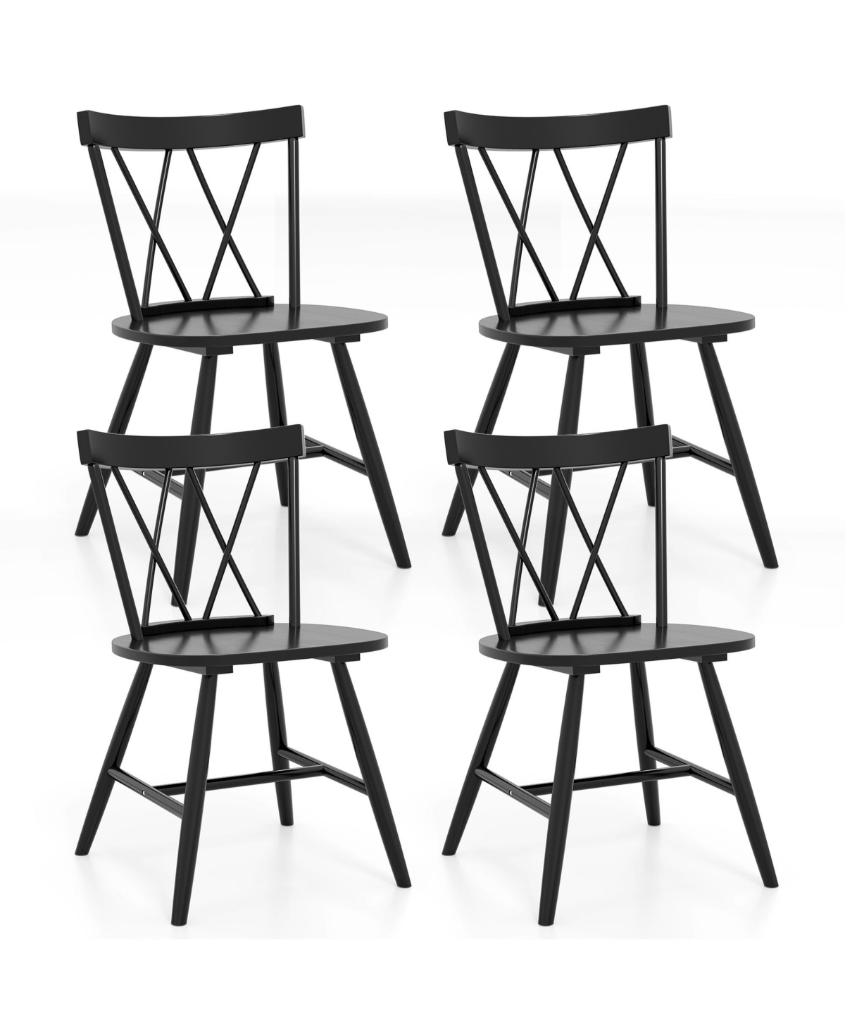 Costway Dining Chairs Farmhouse Kitchen Chair with Rubber Wood Frame