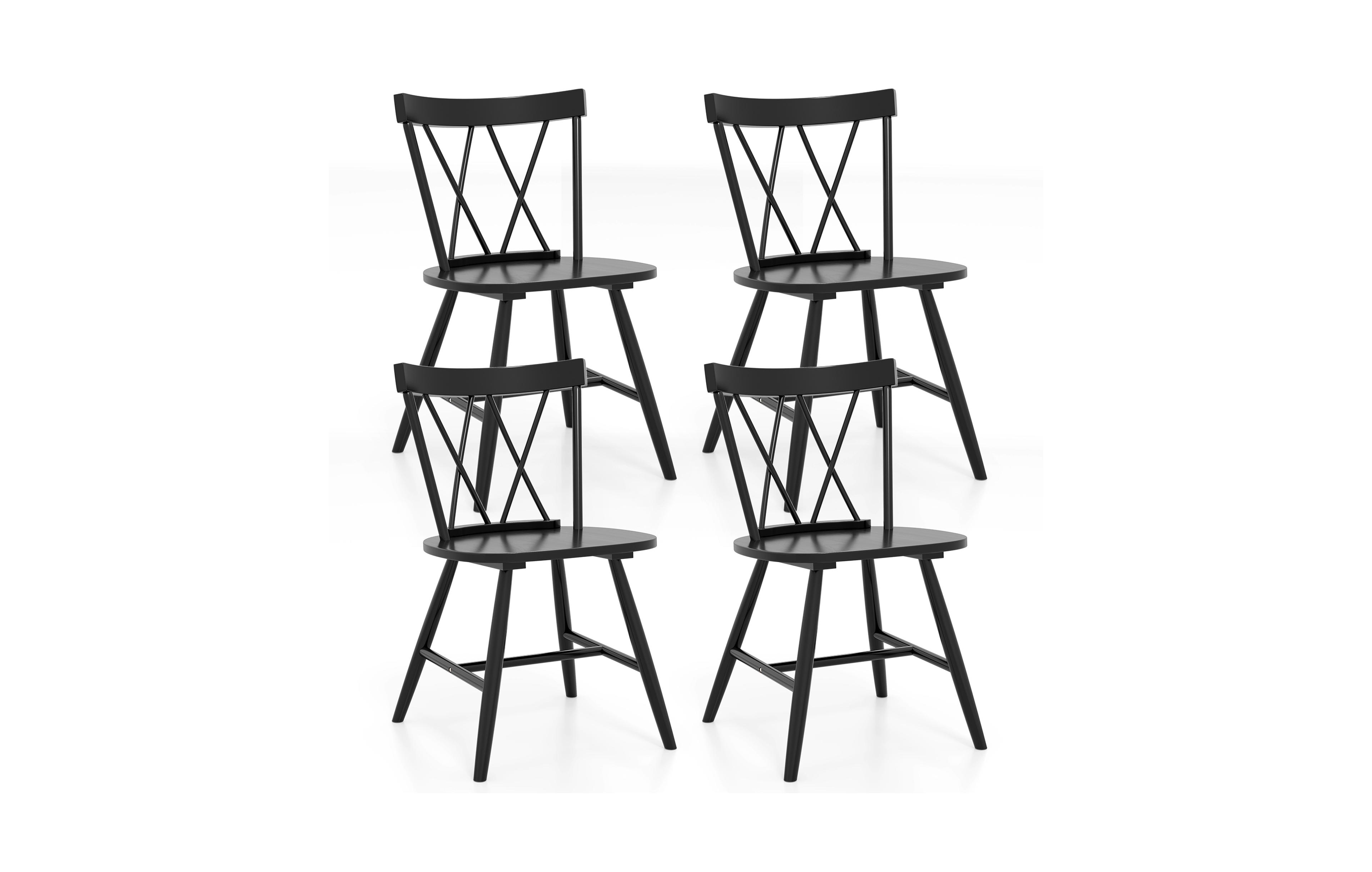 Costway Dining Chairs Farmhouse Kitchen Chair with Rubber Wood Frame