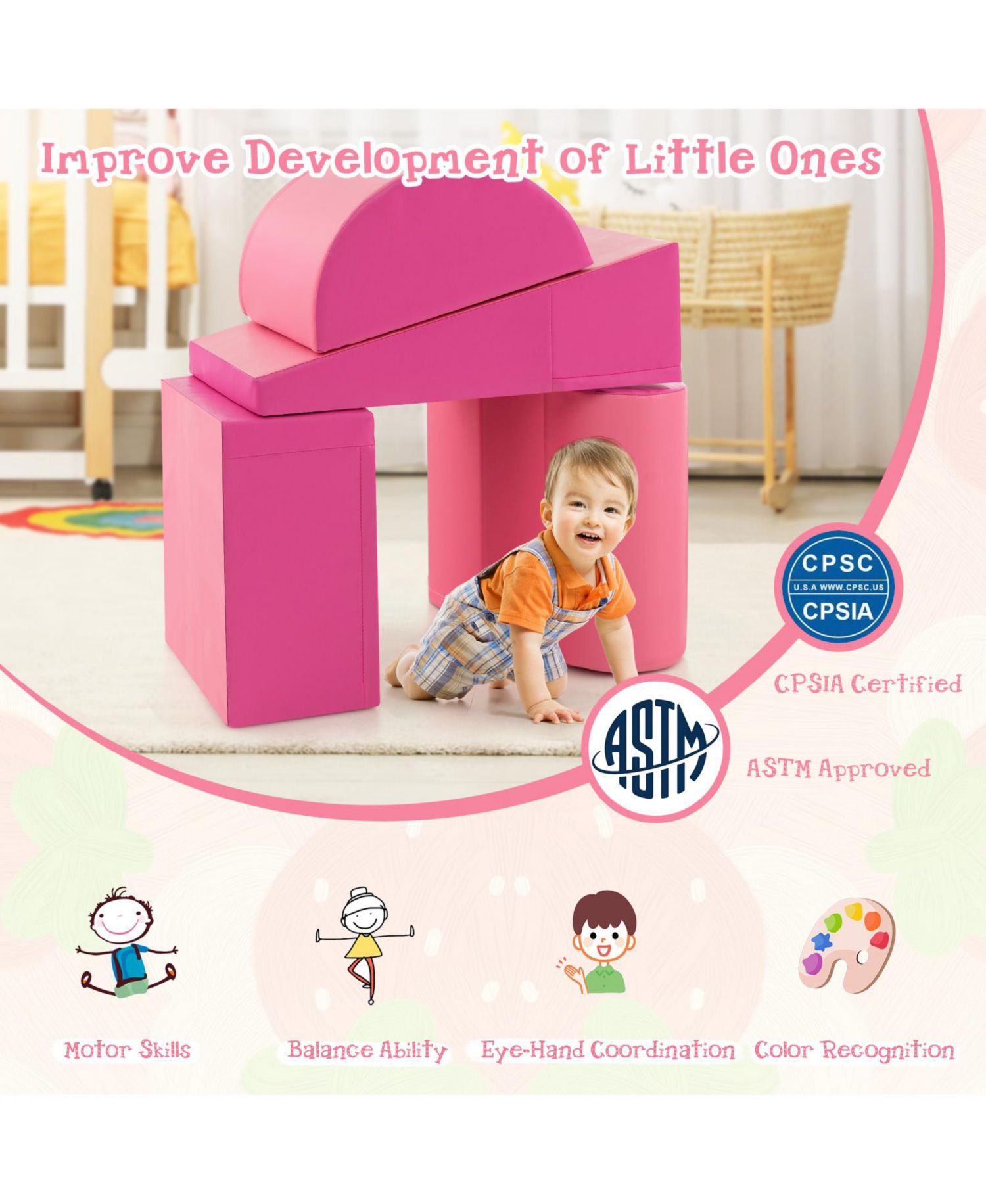 Foam Climb and Crawl Activity Playset, 5-Piece Set