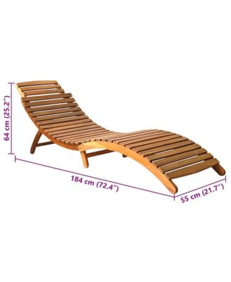 Sun Lounger Cream Solid Acacia Wood Adult Foldable