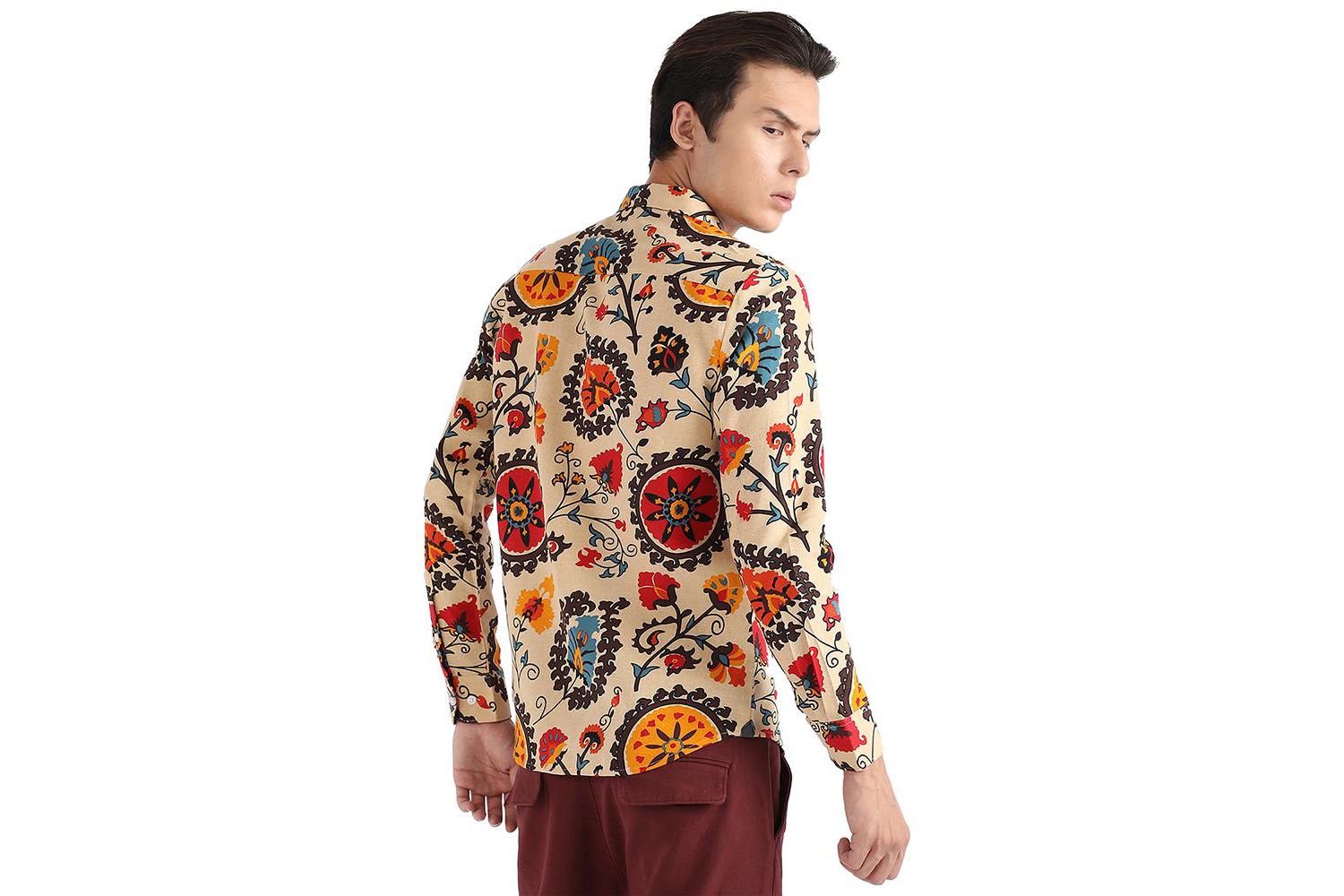 Men's Multicolour Ethnic Floral Shirt