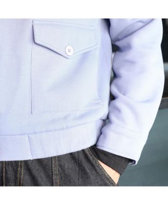 Men's Misty Blue Zip-Front Knit Jacket