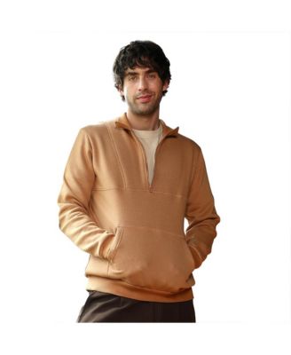 Men's Rust Orange Panel-Stitch Knit Sweatshirt