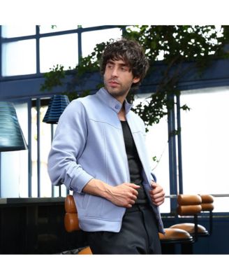 Men's Flint Grey Panel-Stitch Knit Jacket