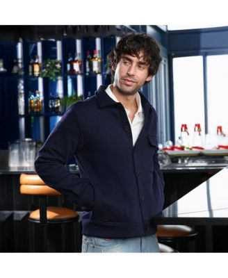 Men's Navy Blue Utility-Knit Jacket