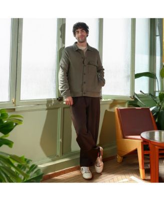 Men's Dark Olive Utility-Knit Jacket