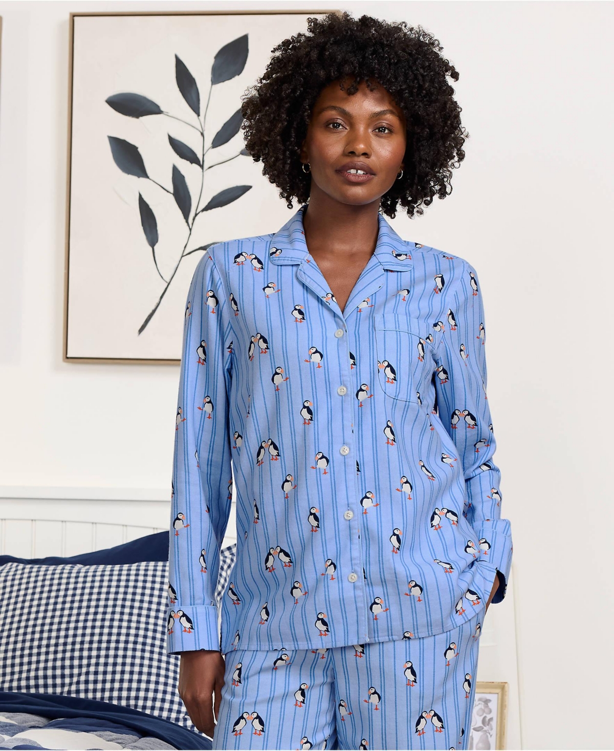 Lands' End Women's Long Sleeve Print Flannel Pajama Top