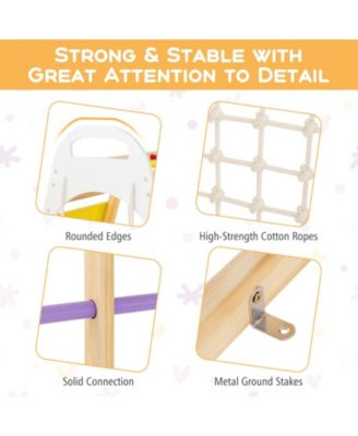 8-in-1 Wooden Jungle Gym Playset with Slide, Monkey Bars, and Climbing Wall