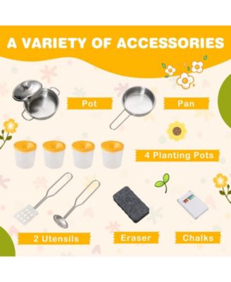 Kids Outdoor Wooden Mud Kitchen Playset with Sink & Planting Pots