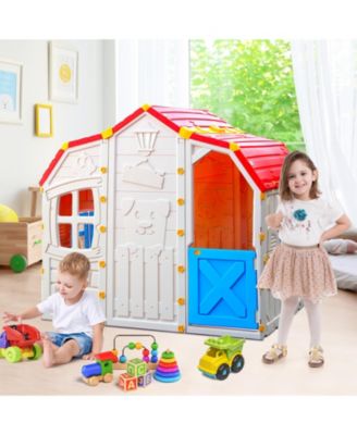 Cottage Kids Playhouse with Openable Windows and Working Door