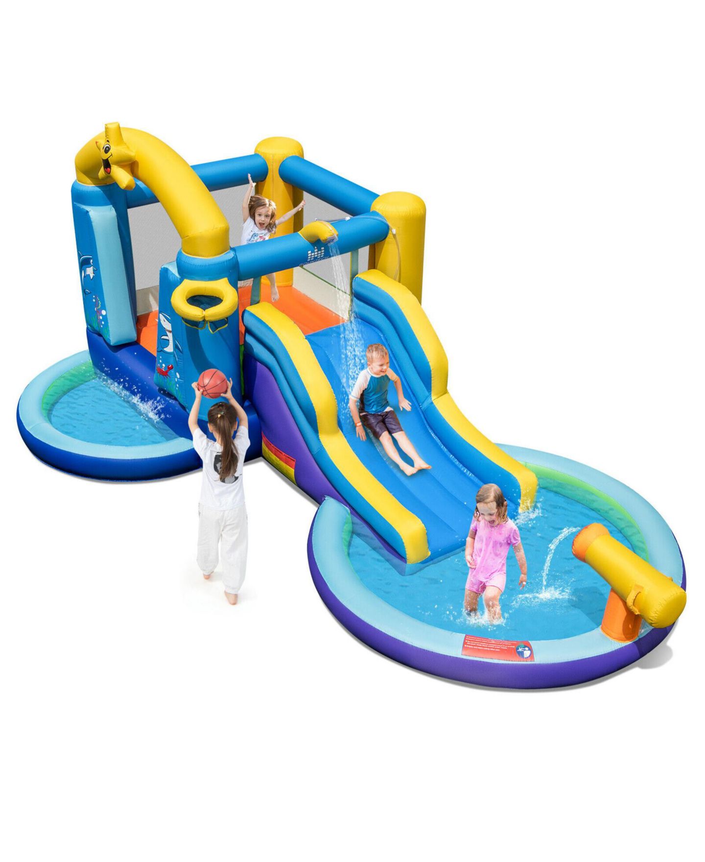 Детская игрушка SUGIFT Inflatable Ocean-Themed Bounce House with 680W Blower and 2 Pools., цвет: Синий — фото 10