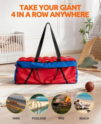 Giant 4-in-A Row Game Set for Kids and Adults with Basketball Hoop