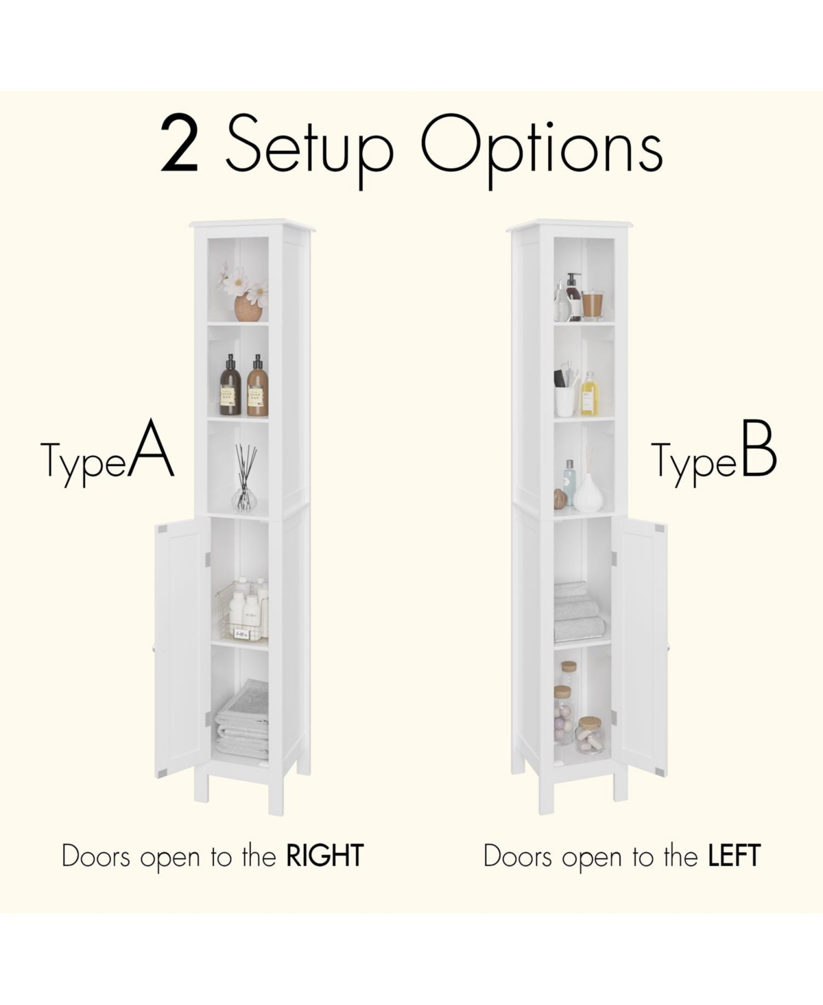 Freestanding Bathroom Storage Cabinet with Adjustable Shelves Slim Single Door Cabinet with Anti Tip and Open Compartments