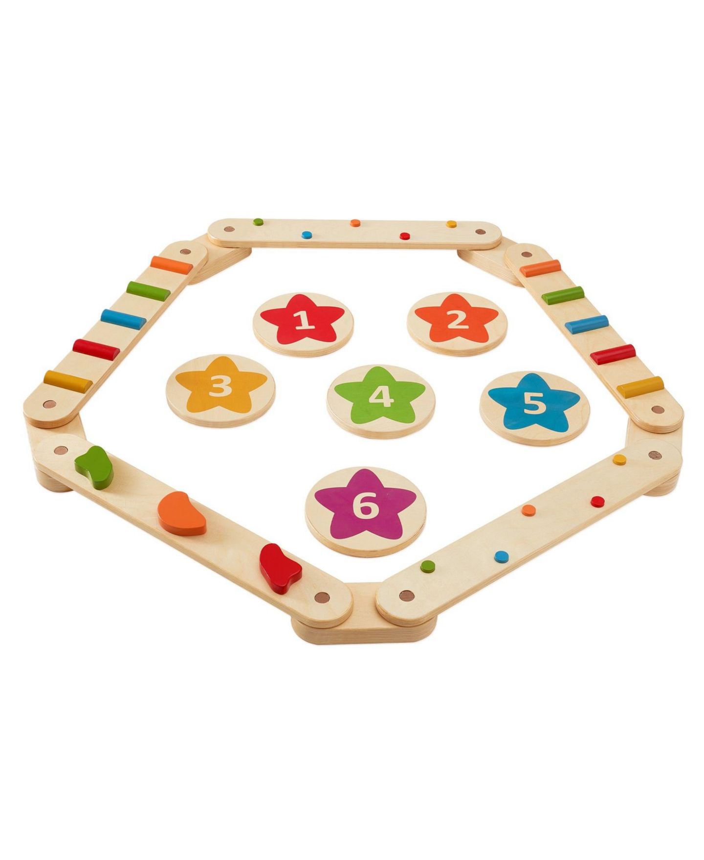 Детские игрушки Mecale 6-Piece Dual-Sided Wooden Balance Beam & Stepping Stones Set, Ages 2+, цвет: Серый — фото 3
