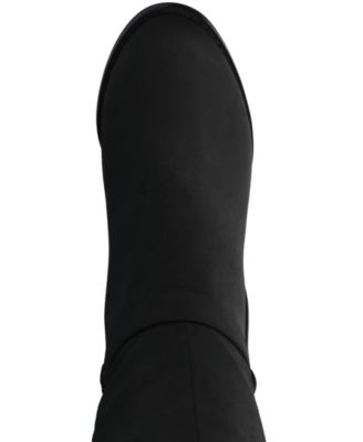 Journee Womens Alyza Buckle Detail Over-the-Knee Inside Zipper Almond Toe Comfort Sherpa Boots