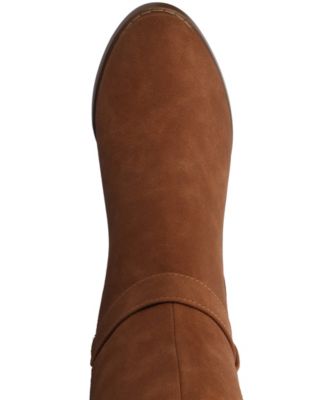 Journee Womens Alyza Buckle Detail Over-the-Knee Inside Zipper Almond Toe Comfort Sherpa Boots