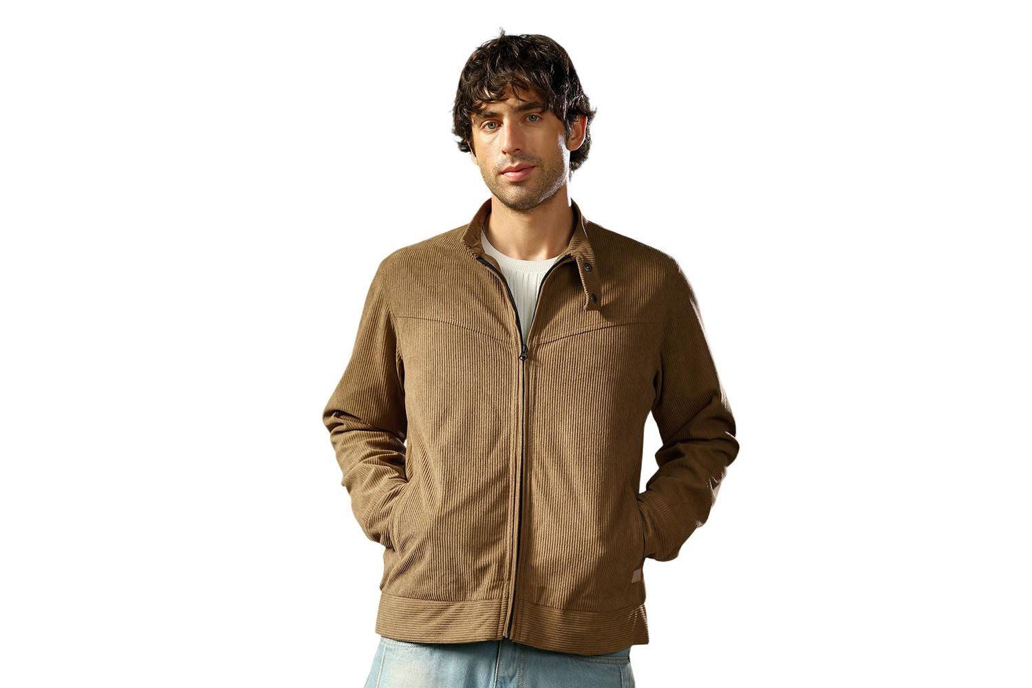 Men's Coffee Brown Corduroy Rider Jacket