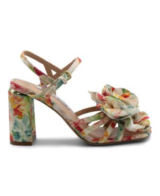 Womens Restless Floral Dress Chunky Heel