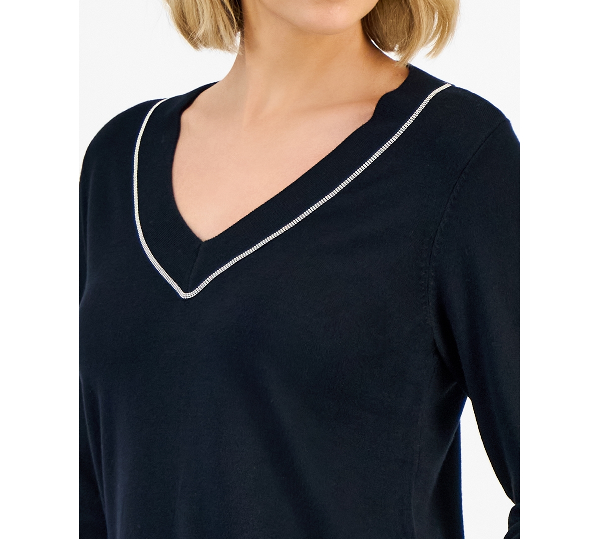 Jm Collection Women's Beaded-Neck Sweater, Macy's Exclusive